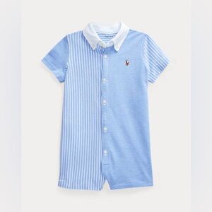 Ralph Lauren Blue and White Striped Kids One Piece